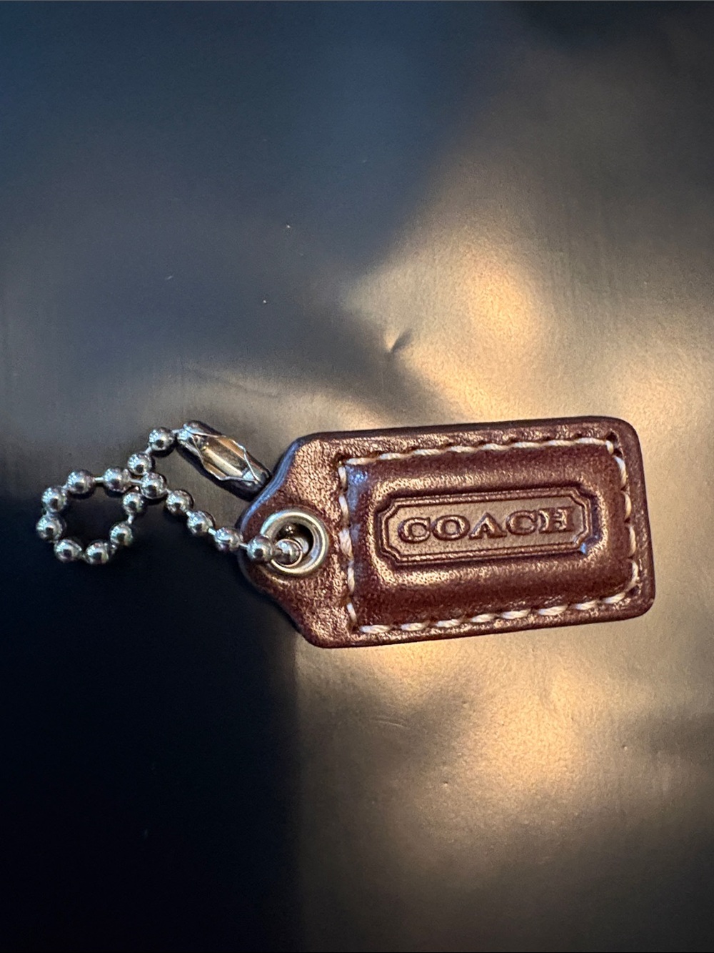 Coach Brown Leather Small Hang Tag Bag Charm Keychain